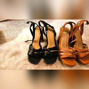 Faux wooden platform sandals